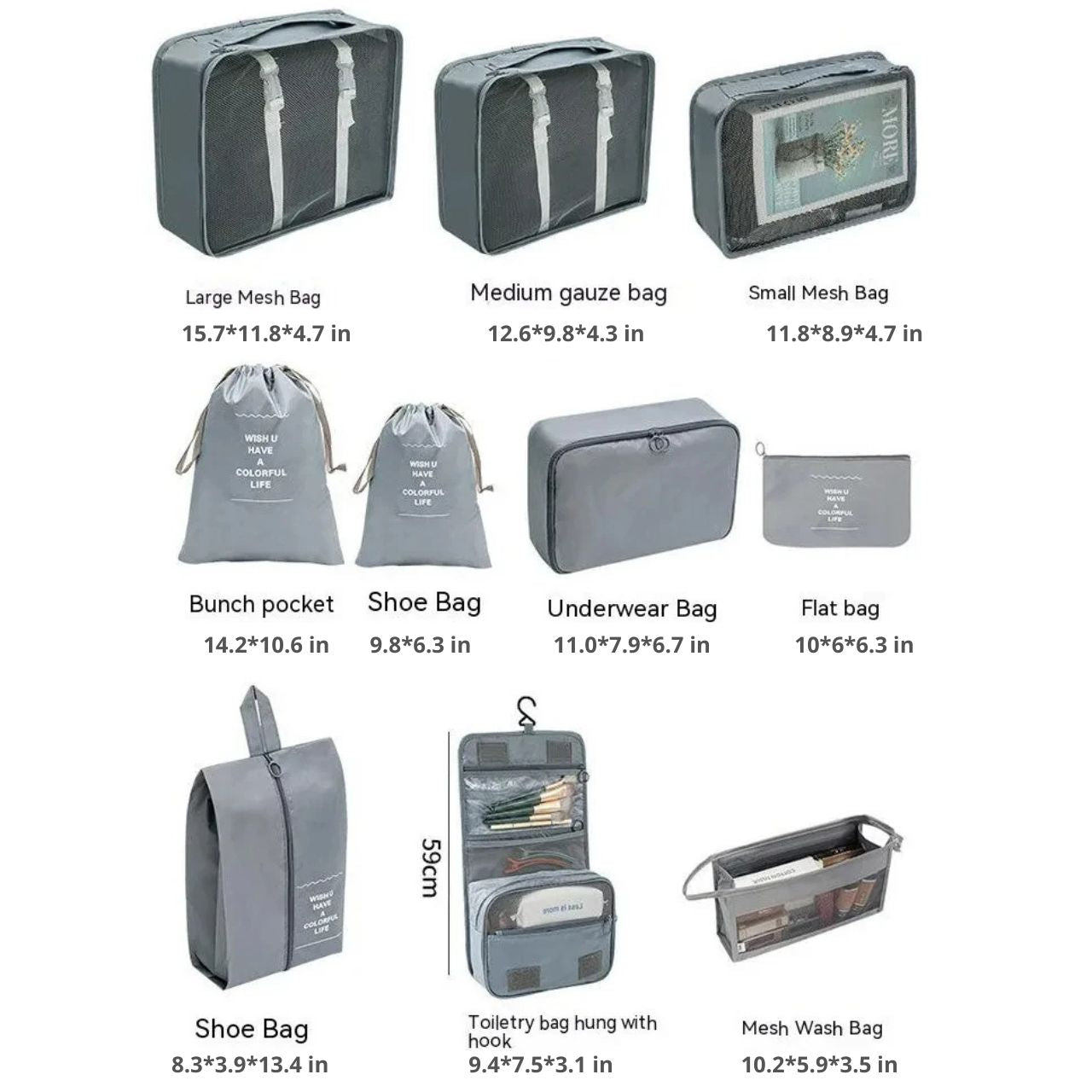 7/8/9/10 Pcs Set Travel Organizer