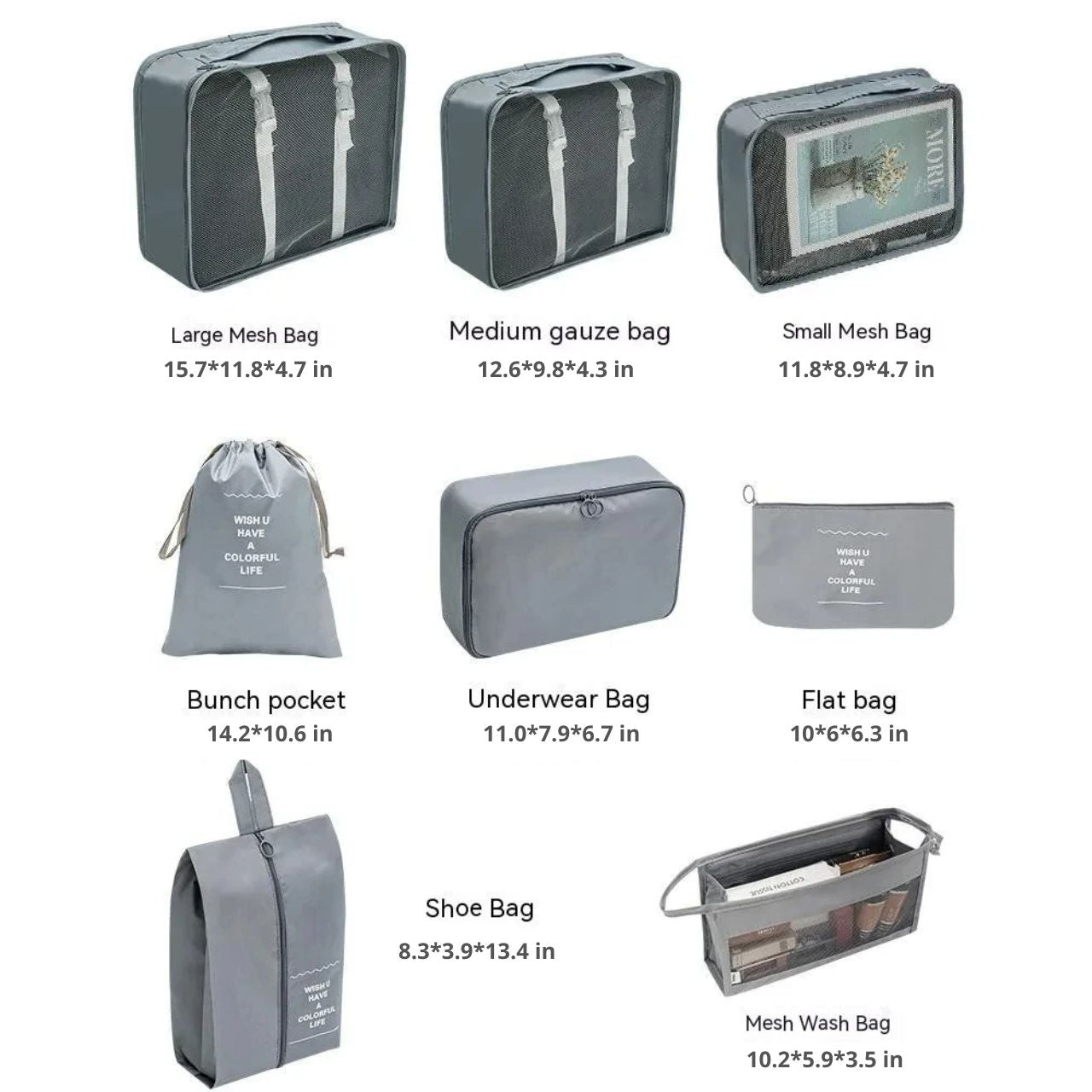 7/8/9/10 Pcs Set Travel Organizer