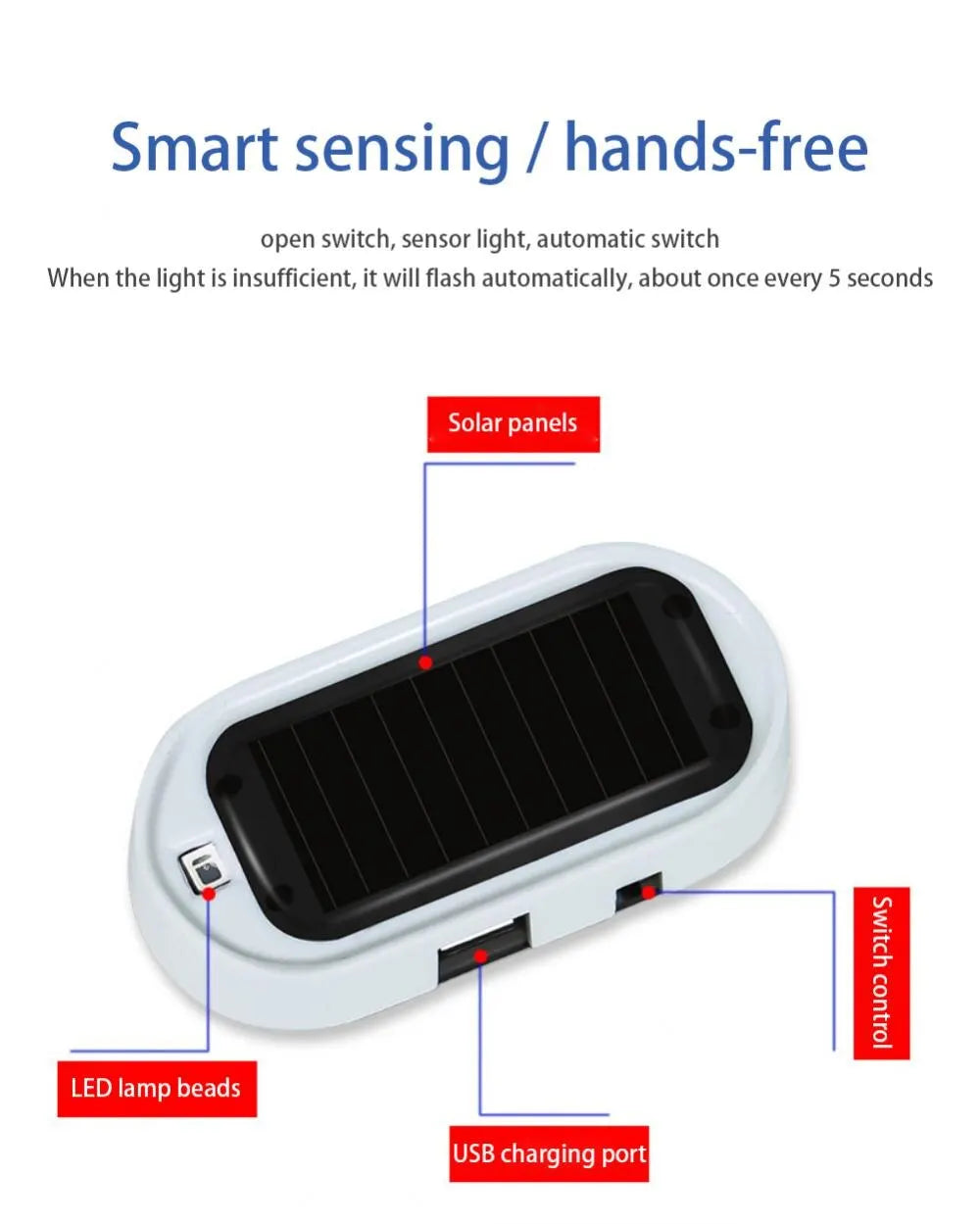 Universal Solar LED Car Fake Alarm Light