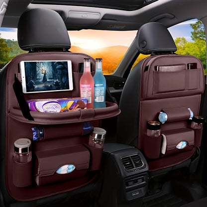 All-in-One Car Backseat Organizer with Foldable Table Tray