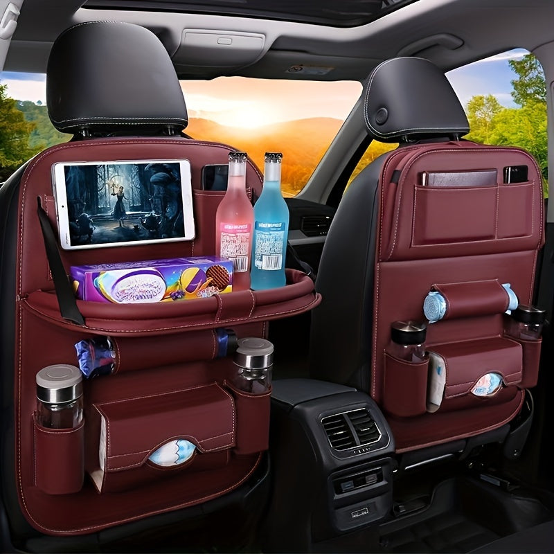 All-in-One Car Backseat Organizer with Foldable Table Tray