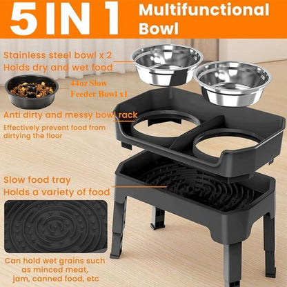 Elevated 5-in-1 Dog Feeding Station