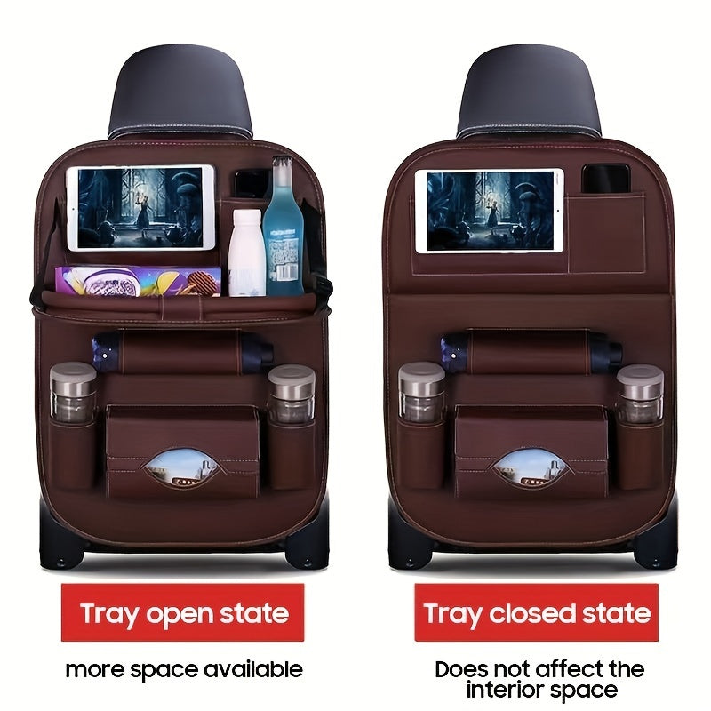 All-in-One Car Backseat Organizer with Foldable Table Tray