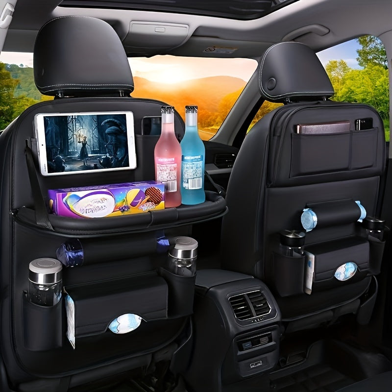 All-in-One Car Backseat Organizer with Foldable Table Tray