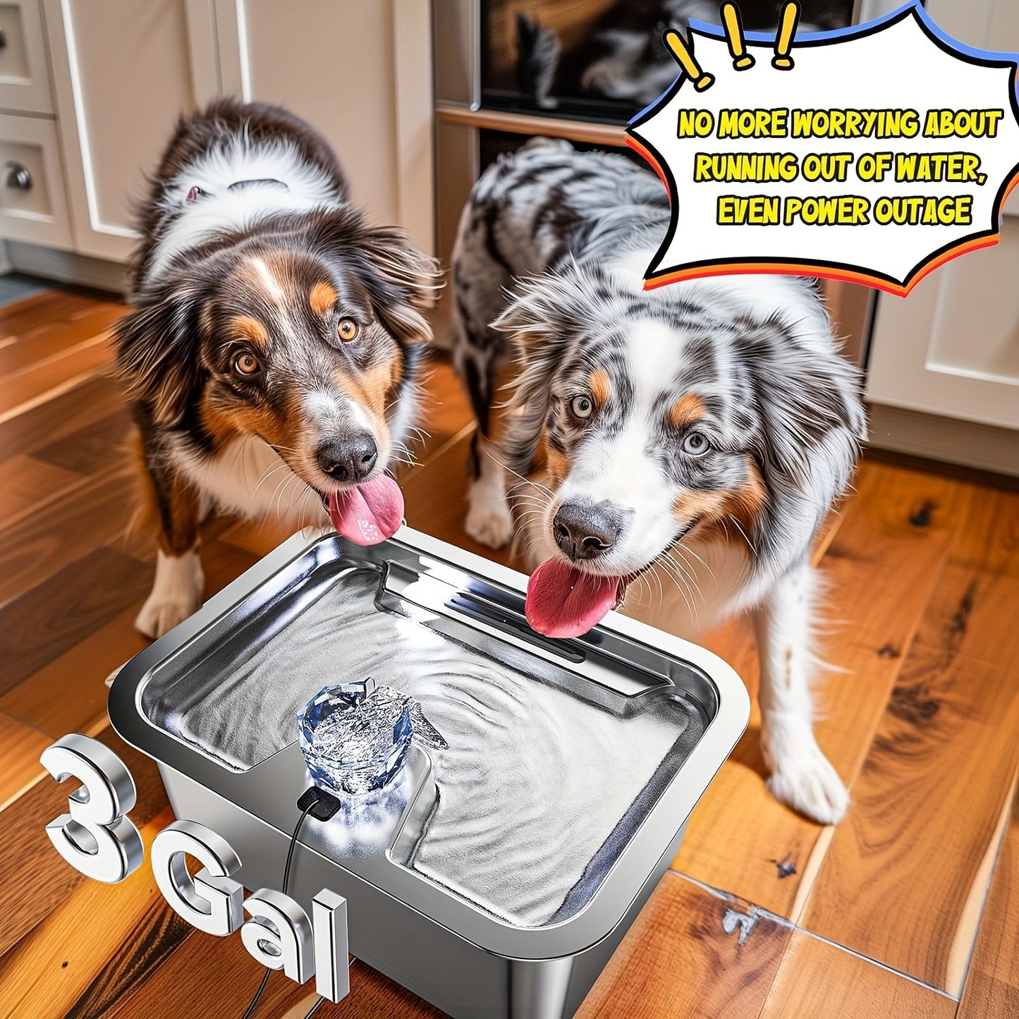 3-Gallon Stainless Steel Dog Water Fountain