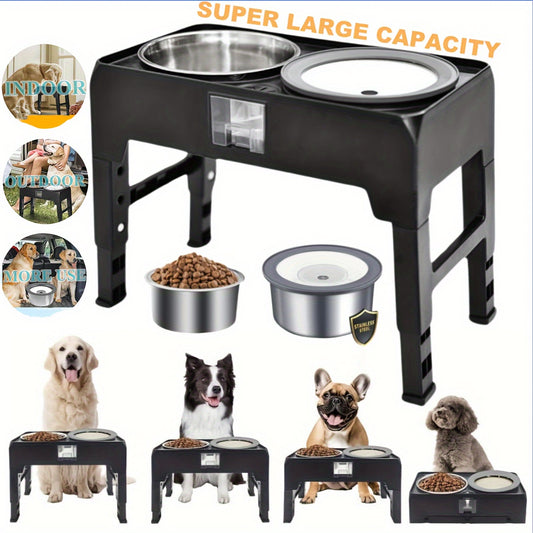 2-in-1 Adjustable Dog Bowl Stand