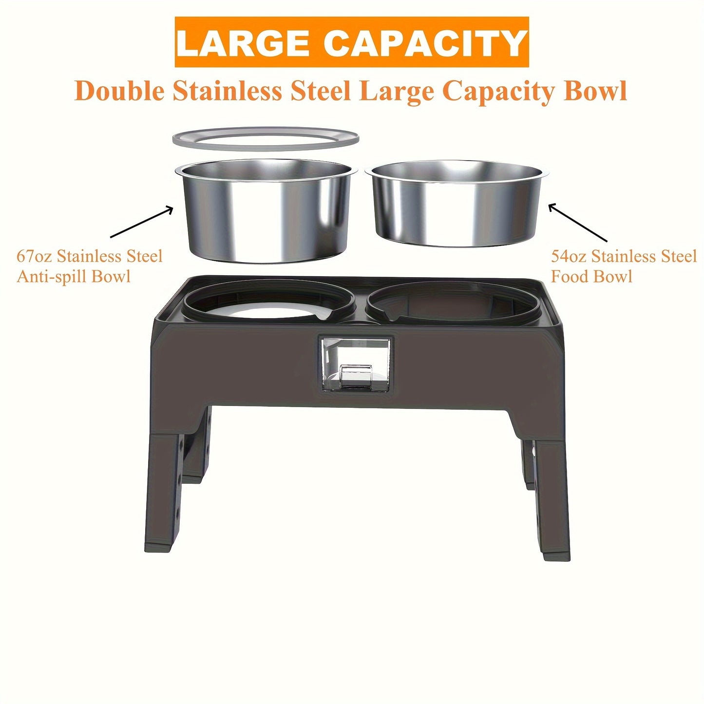 2-in-1 Adjustable Dog Bowl Stand